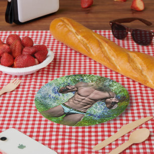 Plato De Papel SlipperyJoe's hombre adulto muy musculoso sin cami