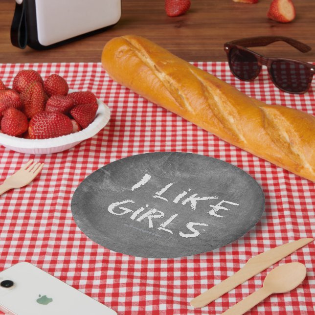 Plato De Papel SlipperyJoe's I Like Chicas sucia pizarra de tiza  (Picnic)