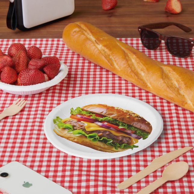 Plato De Papel SlipperyJoe's mouthwatering cheeseburger crispy ba (Picnic)