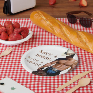 Plato De Papel SlipperyJoe's Save a horse Ride A Cowboy gorra mus