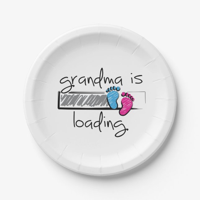 Plato De Papel Slogan grandma is loading. Opa en oma worden. (Anverso)