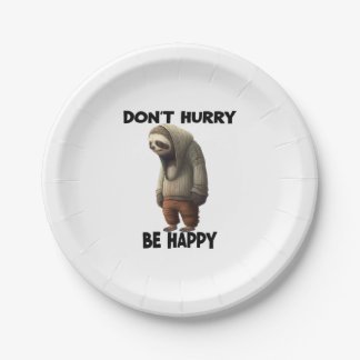 Plato De Papel Sloth No Date Prisa Sé Feliz