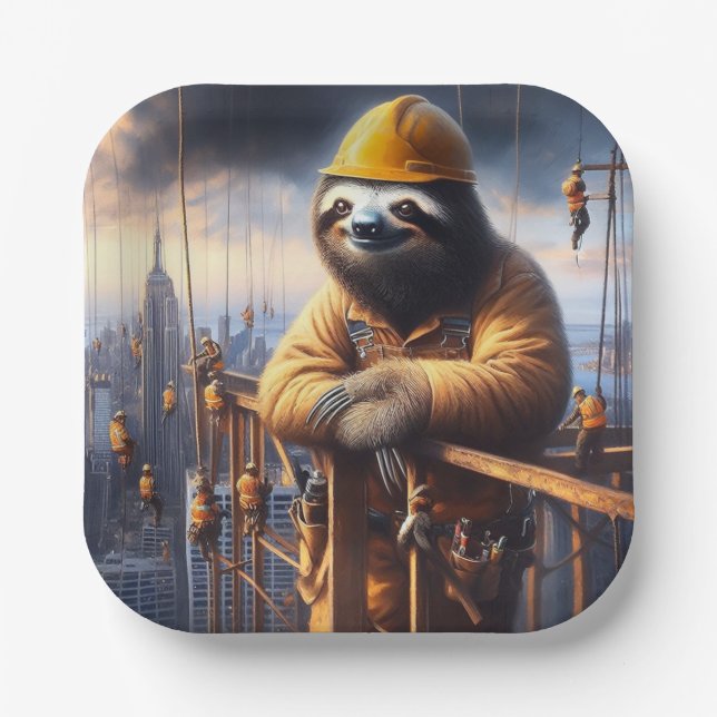 Plato De Papel Sloth Working the High Steel (Anverso)