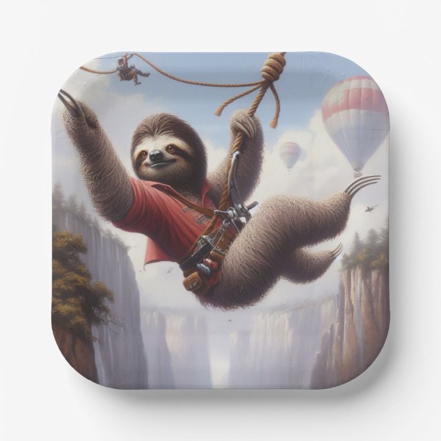 Plato De Papel Sloth Ziplining (Anverso)