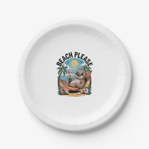 Plato De Papel Slots con helado playa de verano, por favor