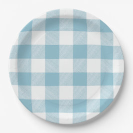 Plato De Papel Slow-Living Ice Azul Cuadros