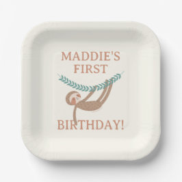 Plato De Papel Slumberkins Sloth Birthday