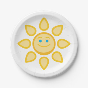Plato De Papel Smiling Sun Happy Face