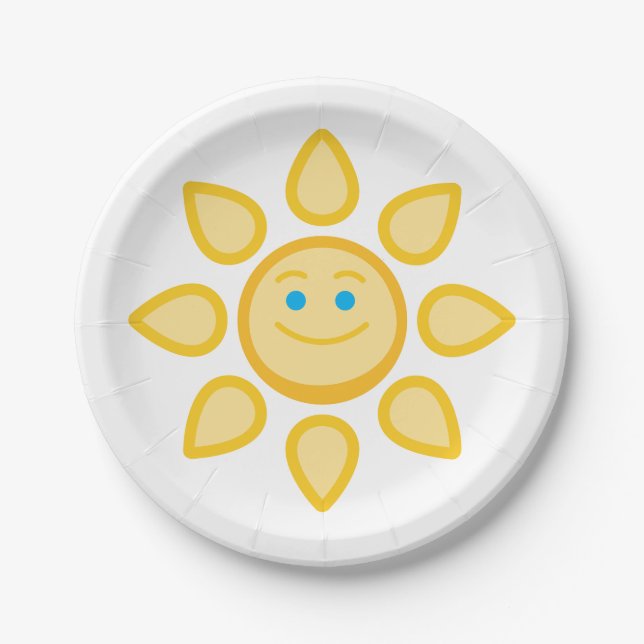 Plato De Papel Smiling Sun Happy Face (Anverso)