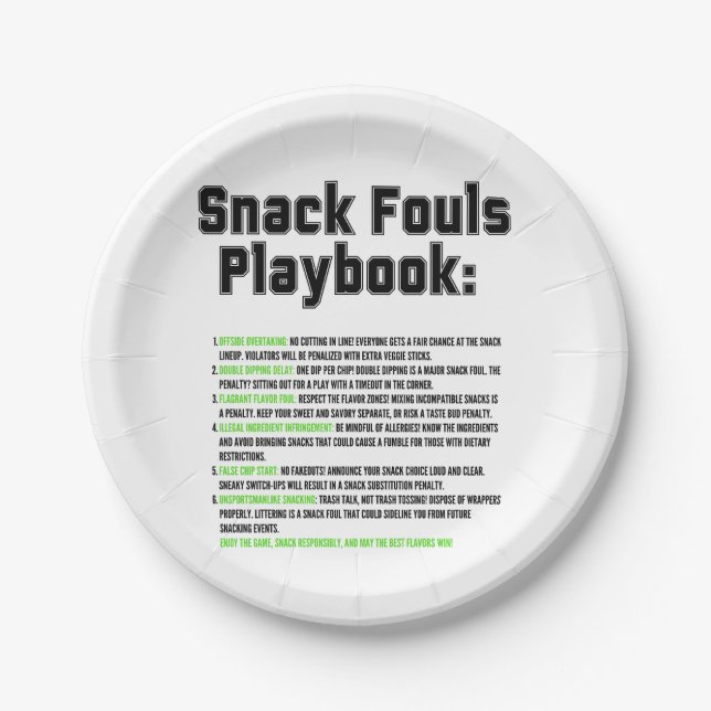Plato De Papel Snack Fouls Playbook (Anverso)