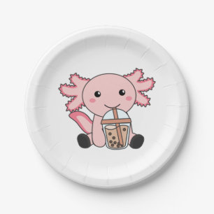 Plato De Papel Snaxolotl Axolotl Bubble Tea Amantes de los dulces