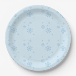 Plato De Papel Snflakes Seamless Light Blue Pattern