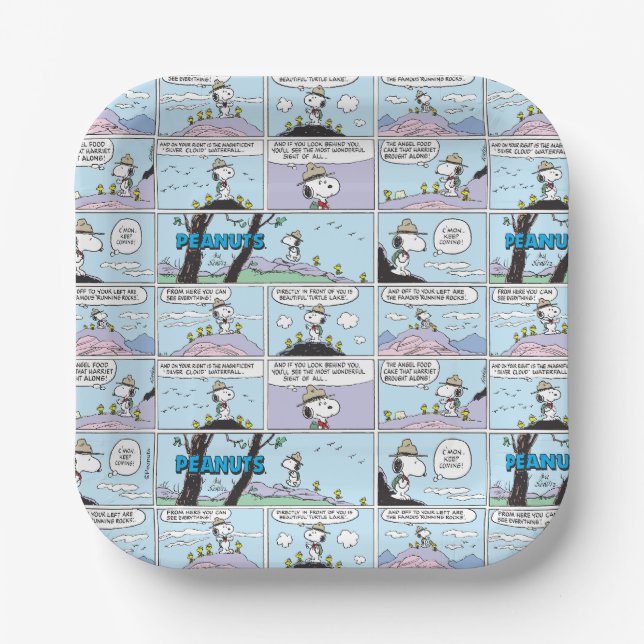 Plato De Papel Snoopy & Friends | Ir de excursión (Anverso)