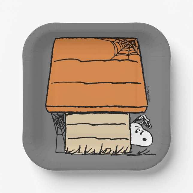Plato De Papel Snoopy Halloween Spider Web Doghouse (Anverso)