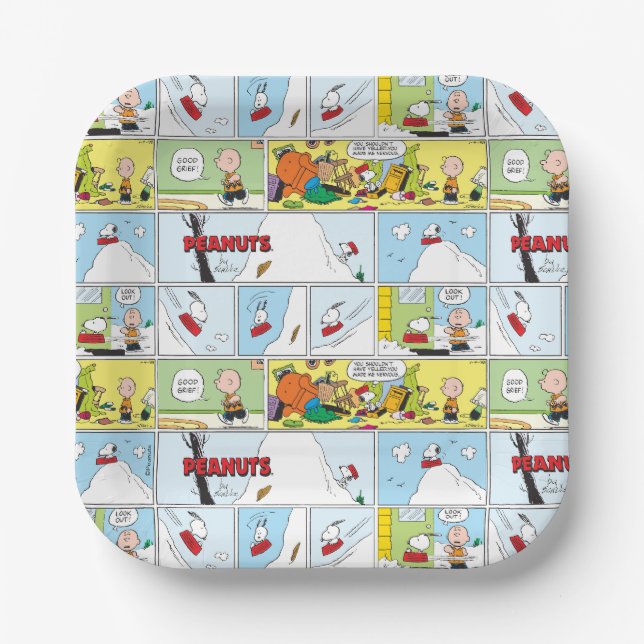 Plato De Papel Snoopy Sled Riding Food Dish (Anverso)
