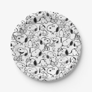 Plato De Papel Snoopy Smile Giggle Laugh Pattern