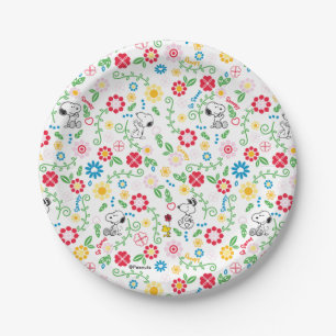 Plato De Papel Snoopy So Sweet Flower Pattern