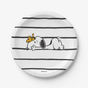 Plato De Papel Snoopy & Woodstock   Sonrisa risita risita