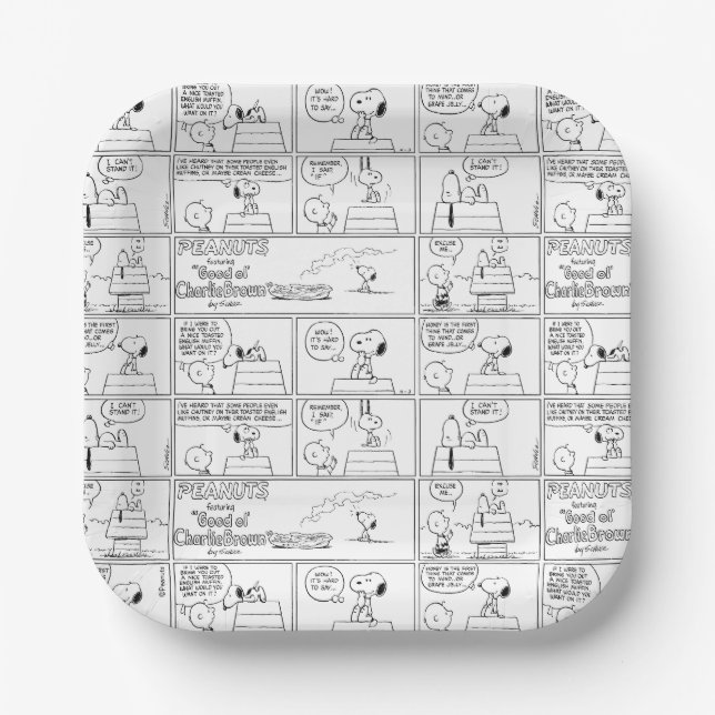 Plato De Papel Snoopy y Charlie Brown | Muffin inglés (Anverso)