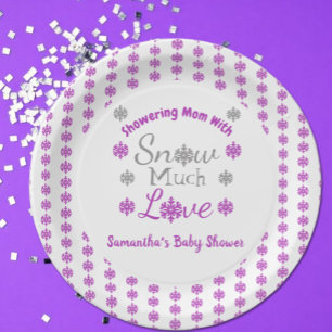 Plato De Papel Snow Many Love Baby Shower