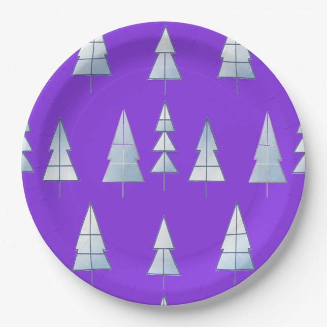 Plato De Papel Snow Trees Elegant Winter (Anverso)