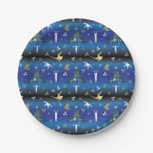 Plato De Papel Snowflake árbol de Navidad de gimnasia masculina