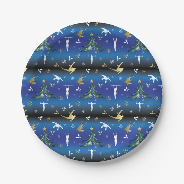 Plato De Papel Snowflake árbol de Navidad de gimnasia masculina (Anverso)
