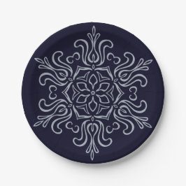 Plato De Papel Snowflake Ornate