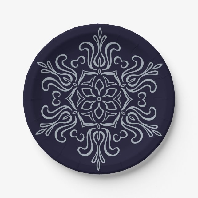 Plato De Papel Snowflake Ornate (Anverso)
