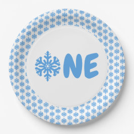 Plato De Papel Snowflake Primer cumpleaños