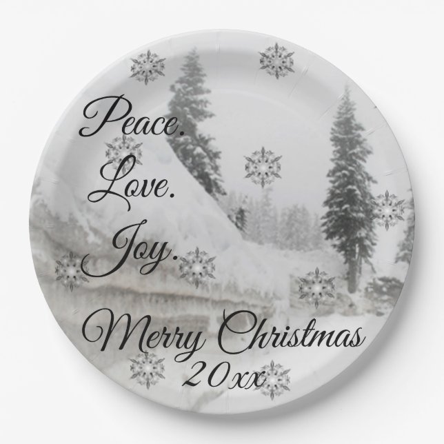 Plato De Papel Snowflakes Snowflakes Navidades sketch blanco negr (Anverso)