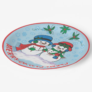 Plato De Papel Snowman