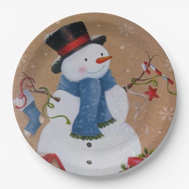 Plato De Papel Snowman (Anverso)