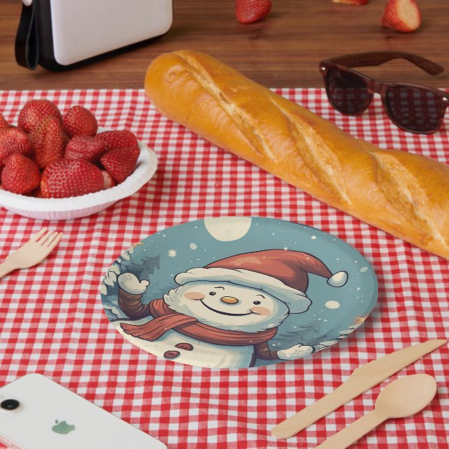 Plato De Papel Snowman (Picnic)