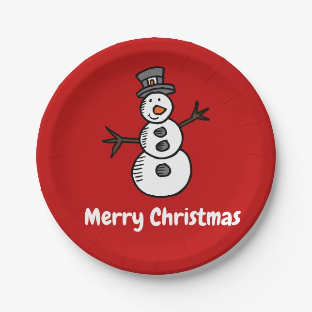 Plato De Papel Snowman (Anverso)