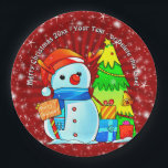 Plato De Papel Snowman Christmas Tree presenta Year Text Red 9" P<br><div class="desc">Celebra a los Navidades cualquier año con estas placas,  servilletas,  galletitas y más que coincidan - mira las colecciones de mi tienda para ver muchos más ajustes de tabla temáticos de los Navidades y más.</div>