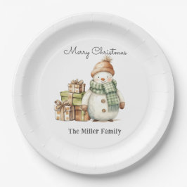 Plato De Papel Snowman personalizado y regalos de Navidad