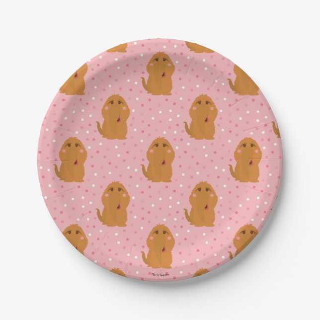 Plato De Papel Snuffleupagus Pink Polka Dot Pattern (Anverso)