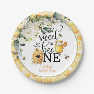 Plato De Papel So Sweet to Be One 1st Birthday Plate