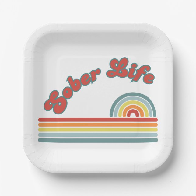 Plato De Papel Sober Life Paper Plates Recovery Celebration (Anverso)
