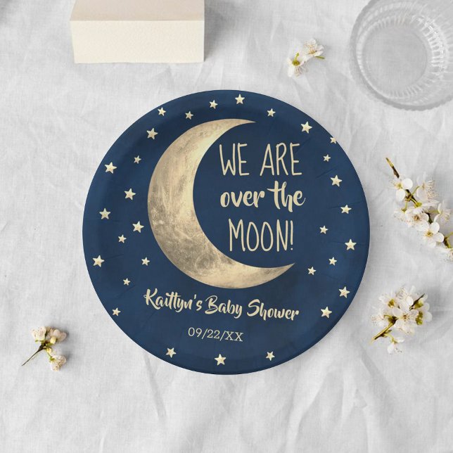 Plato De Papel Sobre la luna | BABY SHOWER (Subido por el creador)