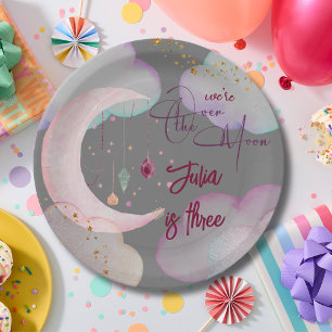 Plato De Papel Sobre la luna Fantasía de los niños cumpleaños