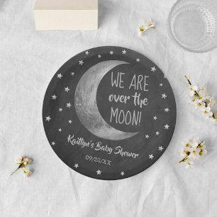 Plato De Papel Sobre la luna Placa de papel Baby Shower