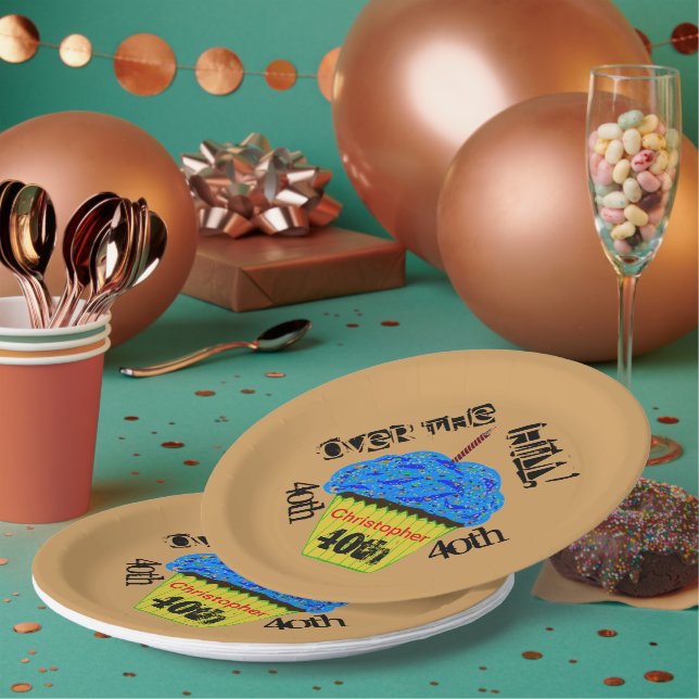 Plato De Papel Sobre las colinas de las planchas de torta azul pe (Multi)