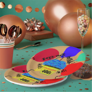 Plato De Papel Sobre las planchas de globos de torta azul