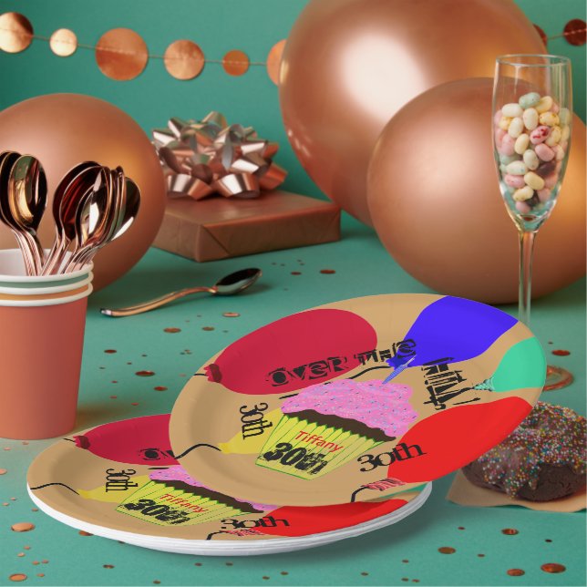 Plato De Papel Sobre las planchas de globos de torta rosada (Multi)