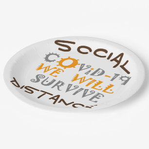 Plato De Papel Sobreviviremos a COVID-19 - Fuerza y resiliencia