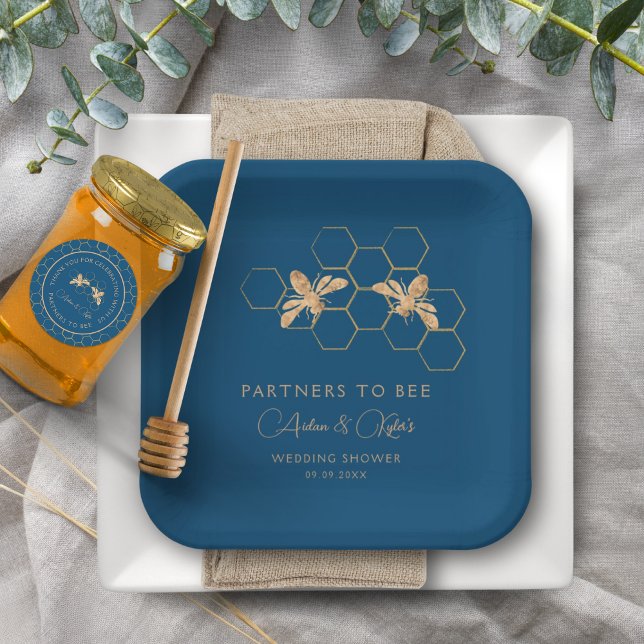 Plato De Papel Socios para ser indigo y ducha de bodas honeycomb (Subido por el creador)