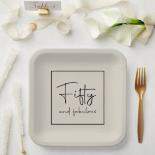 Plato De Papel Sofisticado guión moderno Marfil Cincuenta y fabul