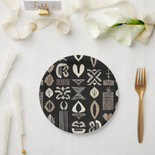 Plato De Papel Sofisticado trapo negro de lujo caribeño